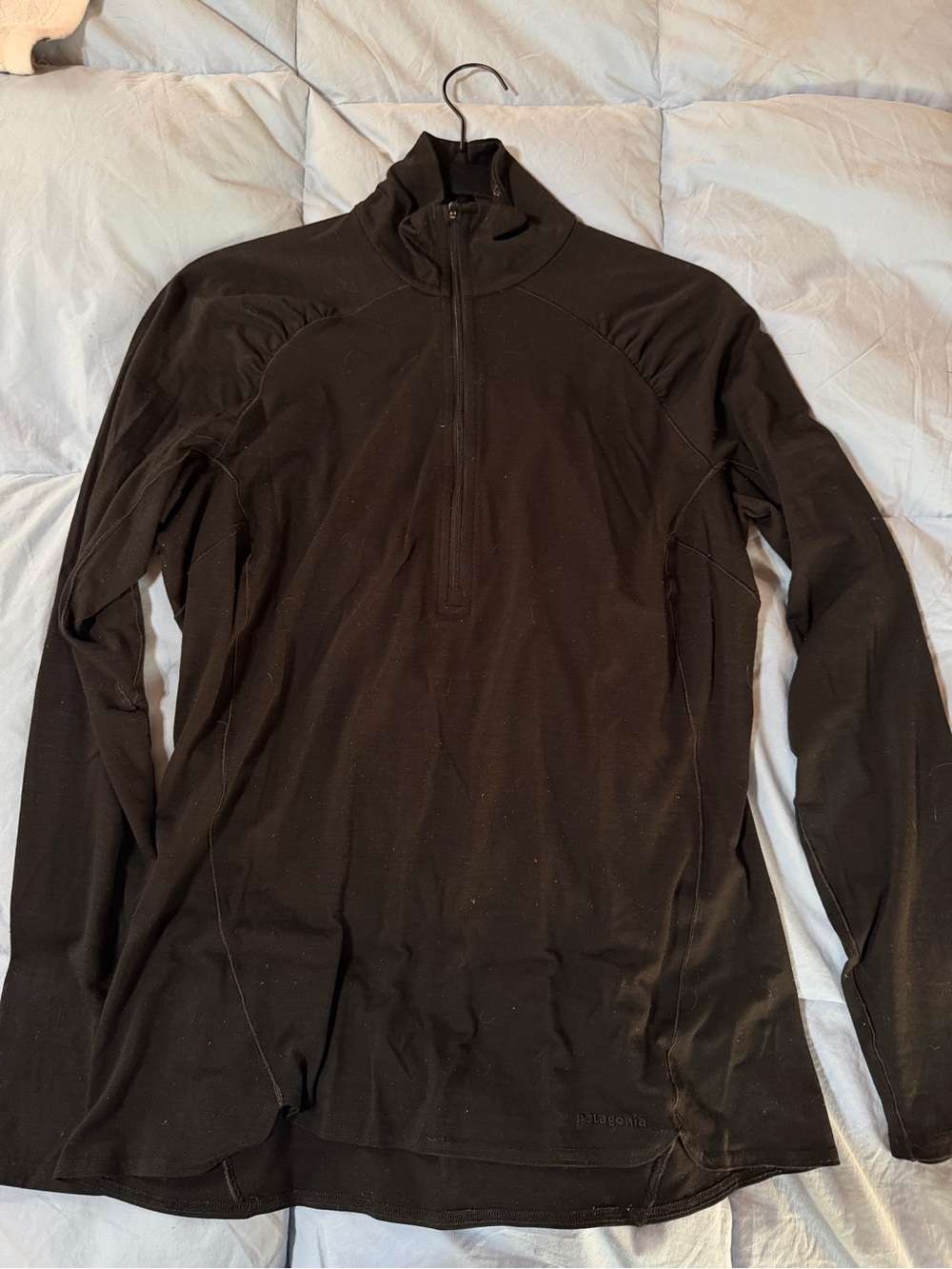 Patagonia Women’s Black Half-Zip Merino Top, Good Used Condition